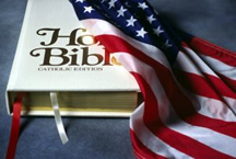 American flag with Bible.